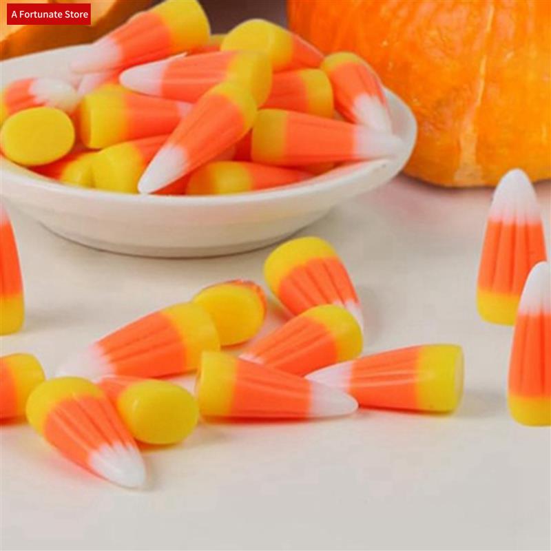 Embellishments For Scrapbooking - 100Pcs Halloween Resin Candy Corn Artificial