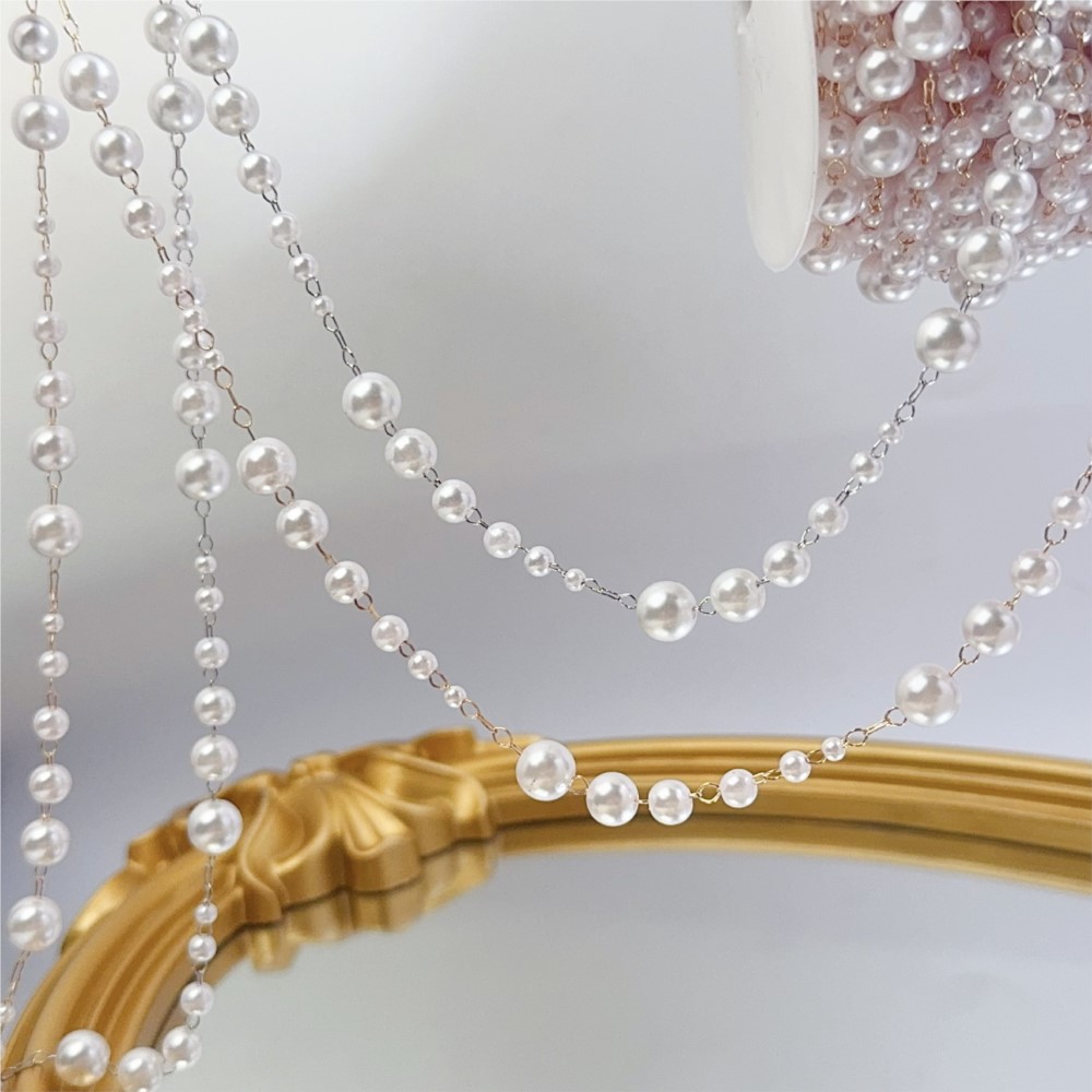 1meter 3-8mm Faux Pearl Beadin - огляд і ціна Pearl Trim Chain