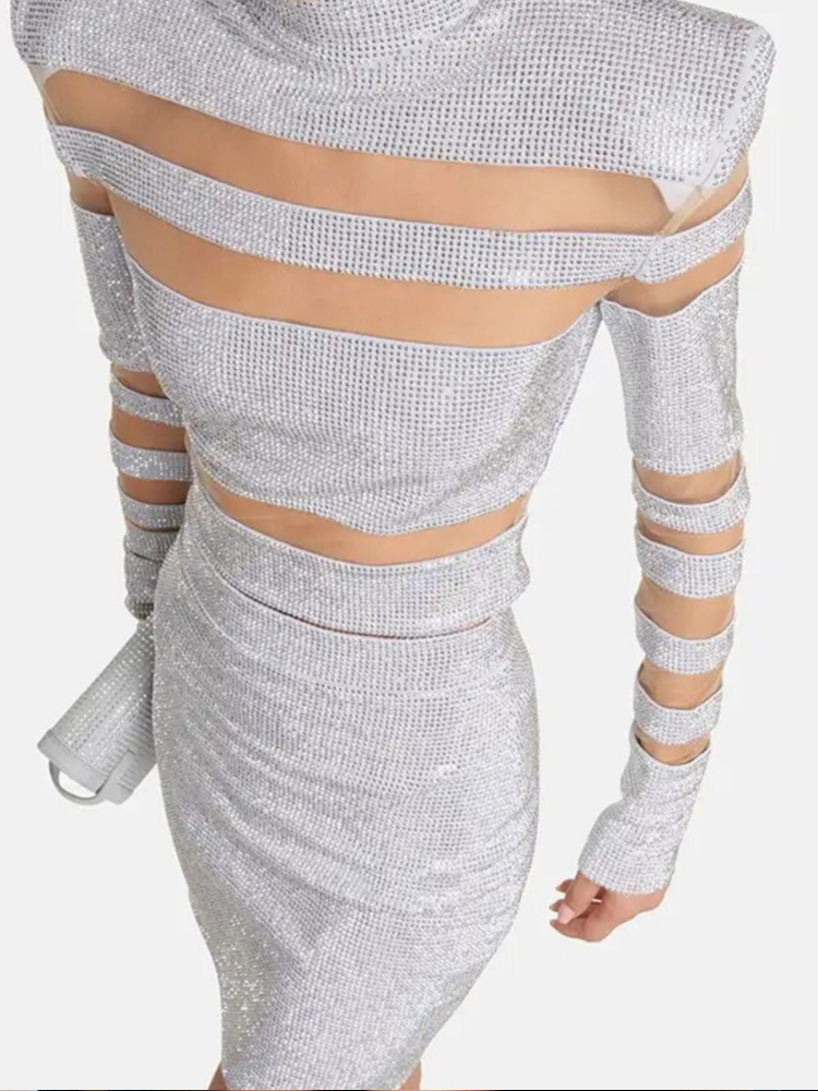 Sexy Two Piece Mesh Panel Band - огляд і ціна Sequin Fabric Panel