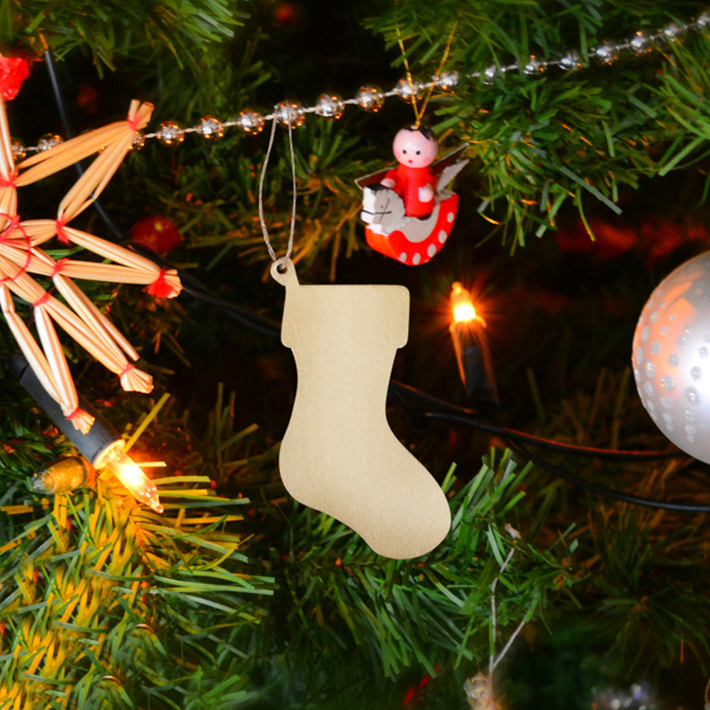 10pcs Christmas Stocking Woode - огляд і ціна Christmas Craft Embellishment