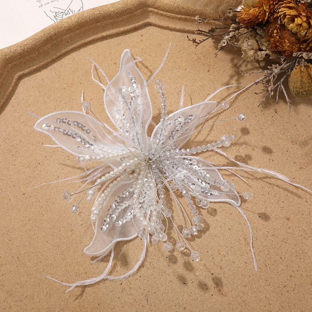 1PC Feather Pearl 3D Organza F - огляд і ціна Applique Patch Flower