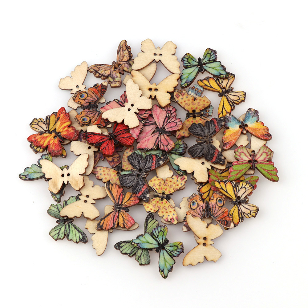 50pcs Butterfly wooden button  - огляд і ціна Embellishments For Scrapbooking