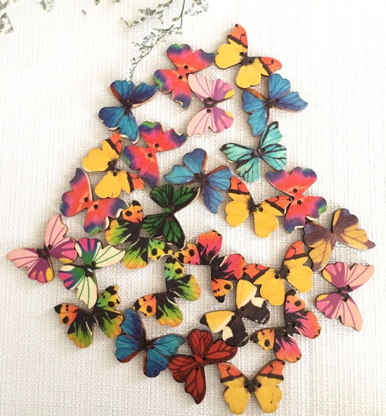 50pcs Butterfly wooden button  - огляд і ціна Embellishments For Scrapbooking