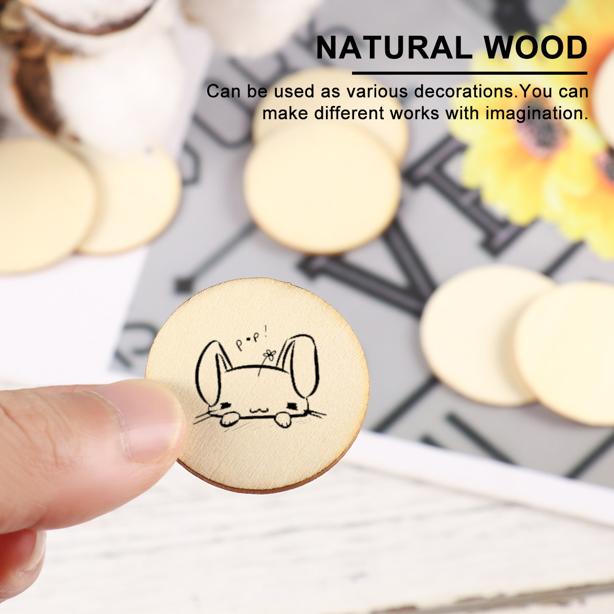 100Pcs Round Wooden Craft Piec - огляд і ціна Christmas Craft Embellishment