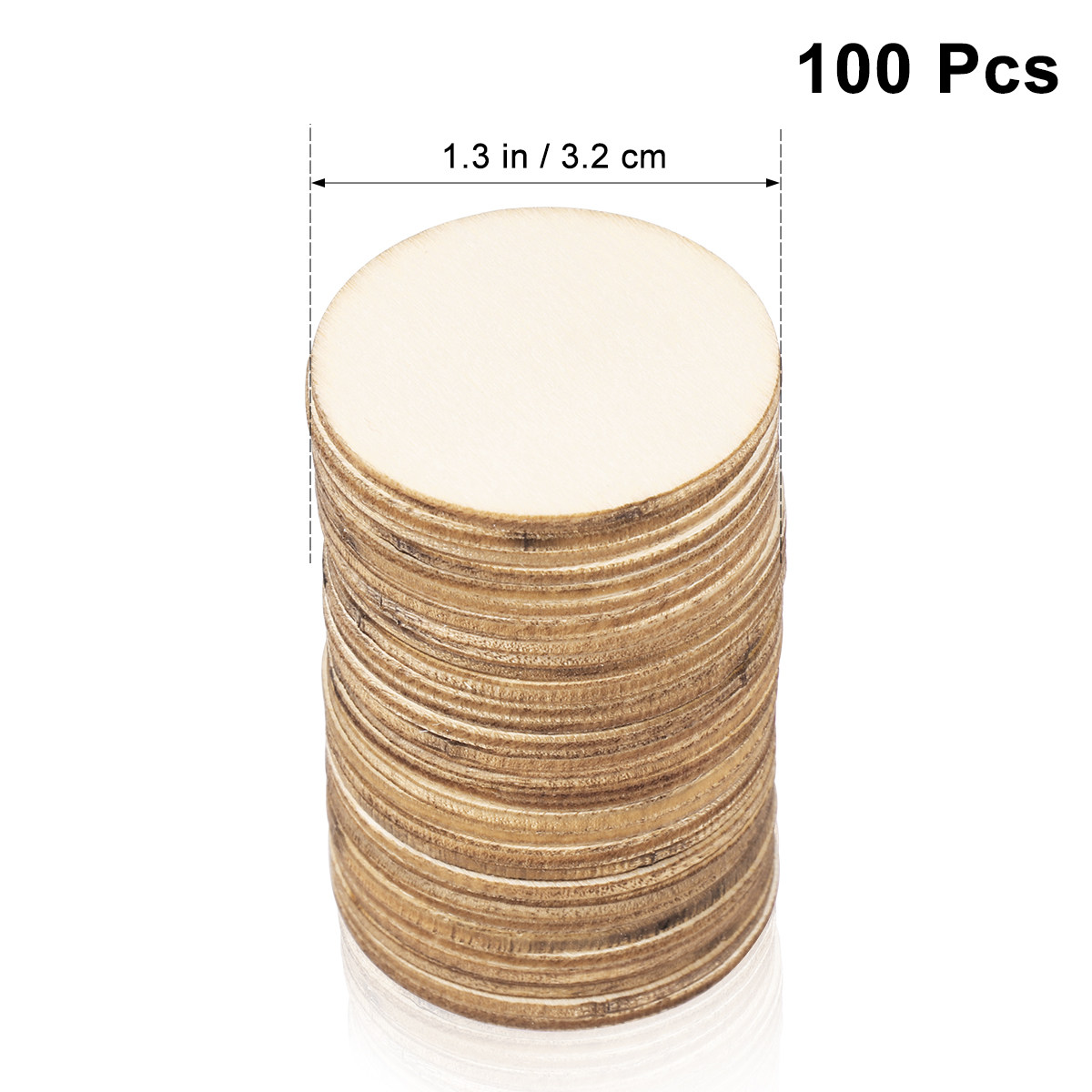 100Pcs Round Wooden Craft Piec - огляд і ціна Christmas Craft Embellishment