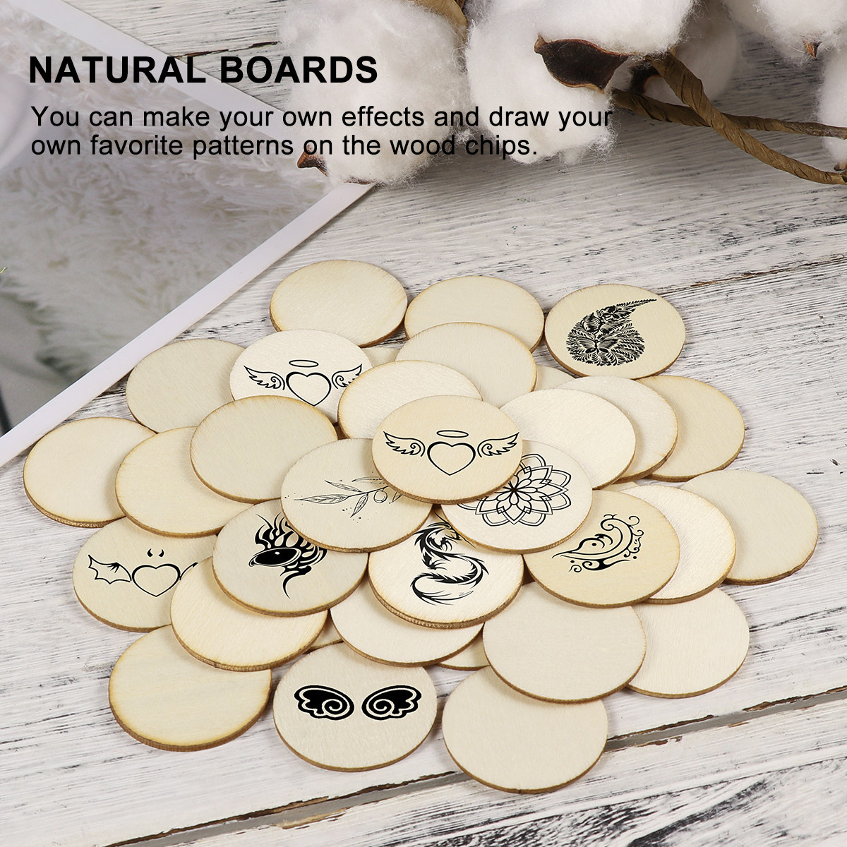 100Pcs Round Wooden Craft Piec - огляд і ціна Christmas Craft Embellishment