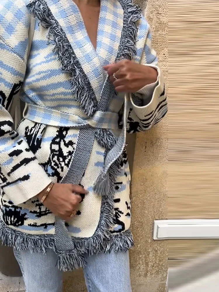 Print Knit Tassel Cardigan Wom - огляд і ціна Tassel Fringe Trim