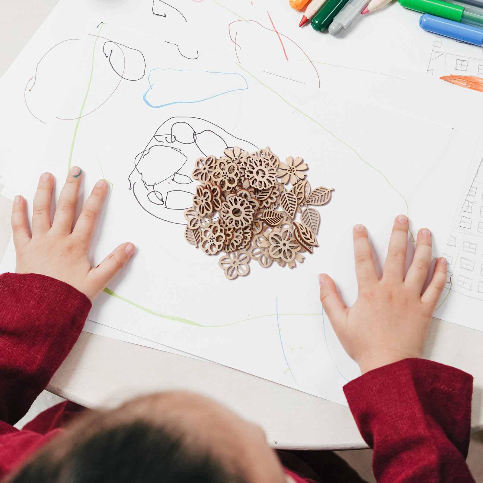 's Wooden Flower Cutouts Leaf  - огляд і ціна Embellishments For Scrapbooking