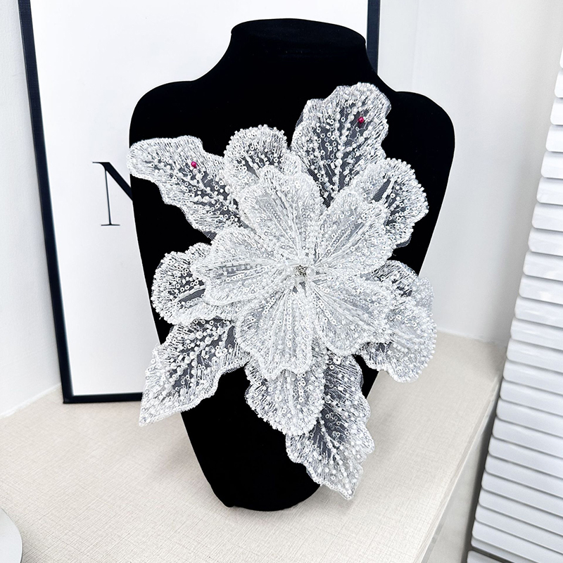 White Lace Sequin Beaded Flowe - огляд і ціна Applique Patch Flower